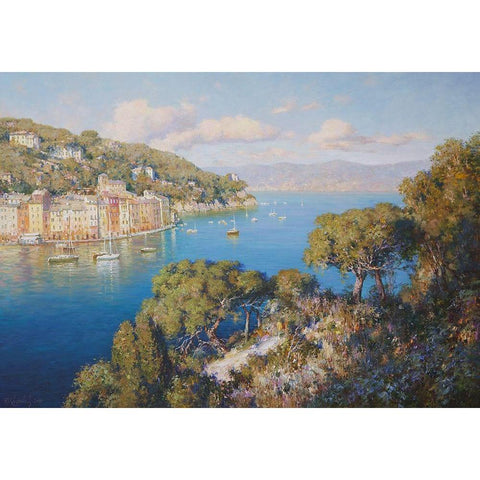 Portofino Gold Ornate Wood Framed Art Print with Double Matting by Obuchovsky, Yury