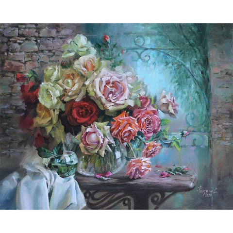 Roses are Fragrant Gold Ornate Wood Framed Art Print with Double Matting by Rogozina, Svetlana
