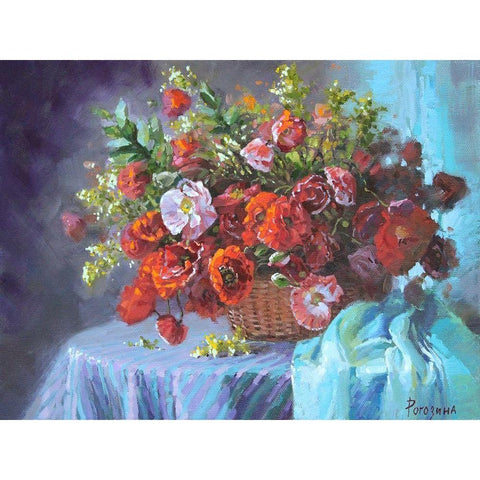 Summer Bouquet White Modern Wood Framed Art Print by Rogozina, Svetlana