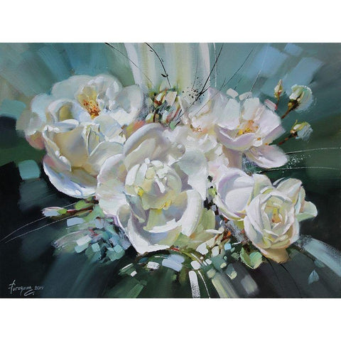 Rosehip Composition White Modern Wood Framed Art Print by Rogozina, Svetlana