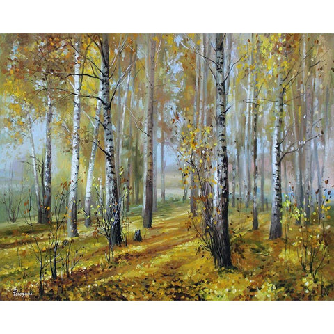 Golden Time White Modern Wood Framed Art Print by Rogozina, Svetlana