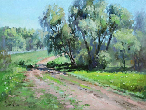 The Way to the Lake White Modern Wood Framed Art Print with Double Matting by Rogozina, Svetlana