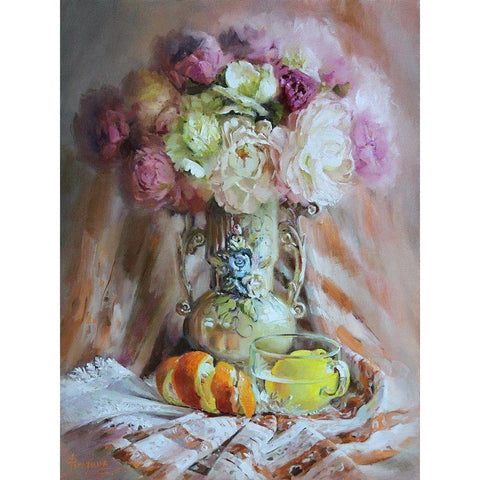 Still Life with Lemon White Modern Wood Framed Art Print by Rogozina, Svetlana