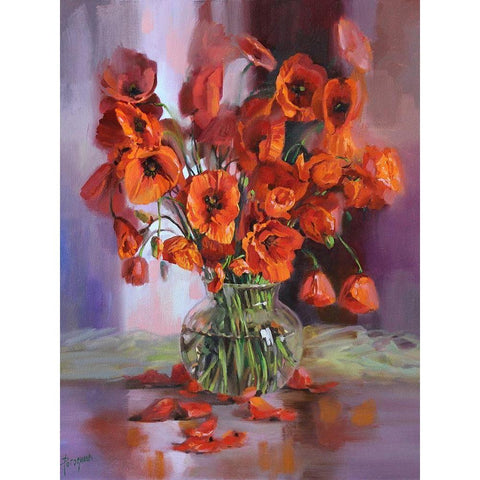 Poppies Gold Ornate Wood Framed Art Print with Double Matting by Rogozina, Svetlana