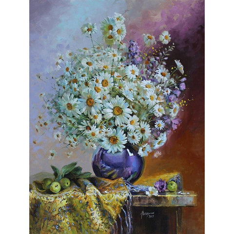 Bouquet of Daisies Black Modern Wood Framed Art Print by Rogozina, Svetlana