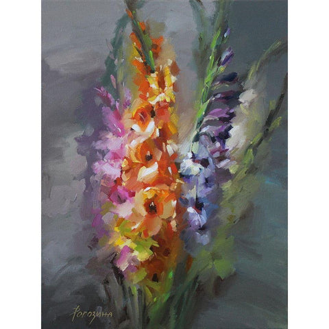 Bouquet with Gladiolus White Modern Wood Framed Art Print by Rogozina, Svetlana