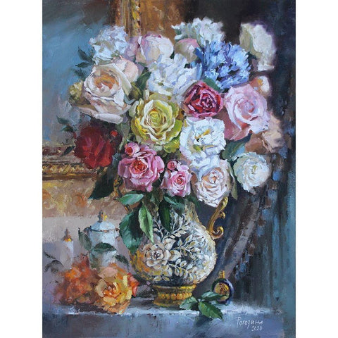 Holidays Bouquet White Modern Wood Framed Art Print by Rogozina, Svetlana