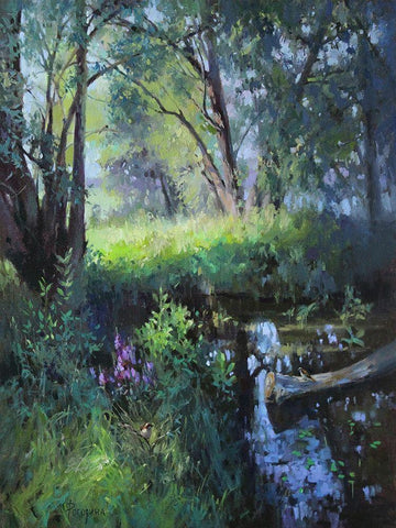 In the Shadow of Trees Black Ornate Wood Framed Art Print with Double Matting by Rogozina, Svetlana