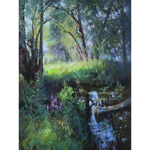 In the Shadow of Trees White Modern Wood Framed Art Print by Rogozina, Svetlana