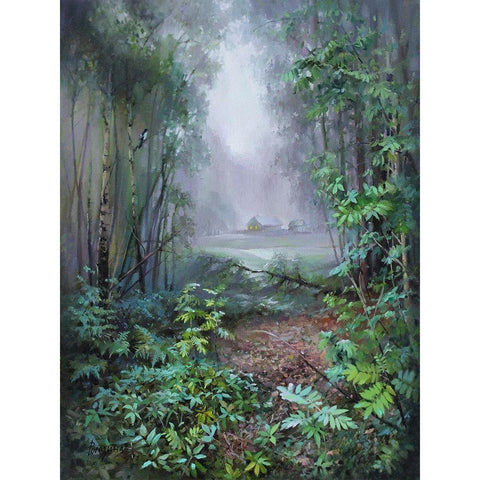 Owergrown Road Black Modern Wood Framed Art Print by Rogozina, Svetlana