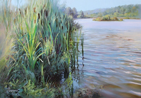 Lake White Modern Wood Framed Art Print with Double Matting by Rogozina, Svetlana