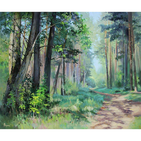 Summer in a pine Forest Black Modern Wood Framed Art Print by Rogozina, Svetlana