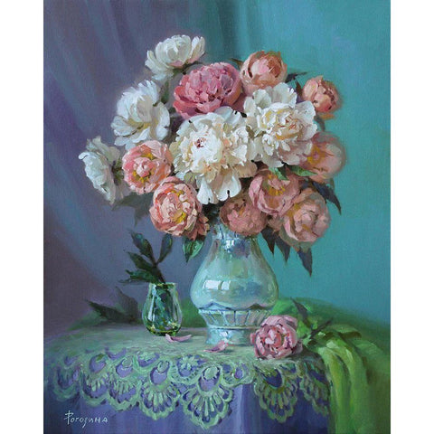 A Bouquet Gold Ornate Wood Framed Art Print with Double Matting by Rogozina, Svetlana