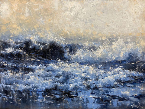 Prussian Blue White Modern Wood Framed Art Print with Double Matting by Singatullin, Marsel