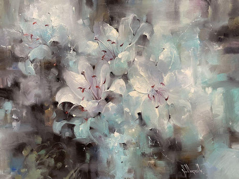 Moonlight Black Ornate Wood Framed Art Print with Double Matting by Singatullin, Marsel