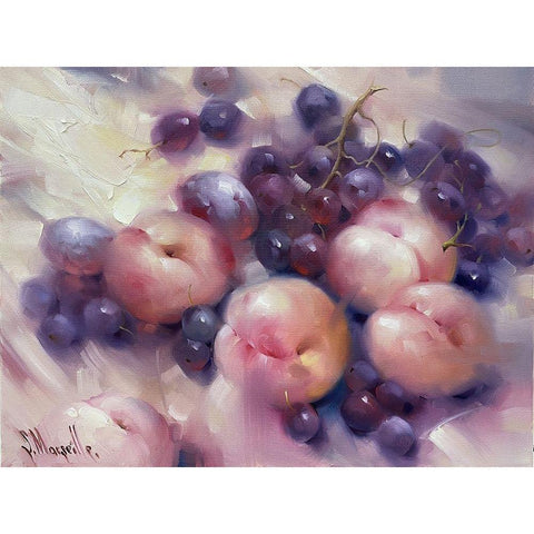 Still Life with Peaches Gold Ornate Wood Framed Art Print with Double Matting by Singatullin, Marsel