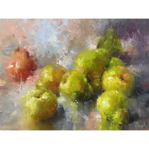 Still Life with a Red Pear White Modern Wood Framed Art Print by Singatullin, Marsel