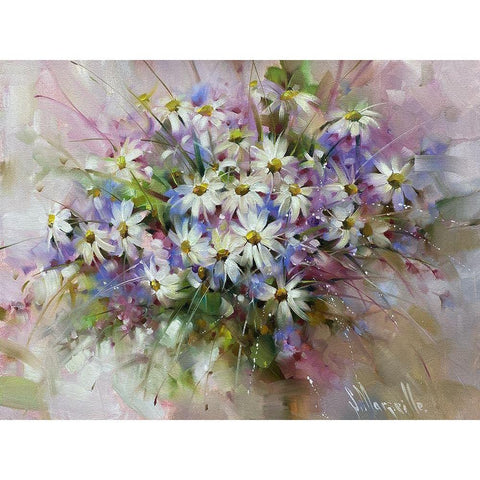 Summer Bouquet White Modern Wood Framed Art Print by Singatullin, Marsel