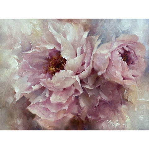 Pink Peonies Black Modern Wood Framed Art Print with Double Matting by Singatullin, Marsel