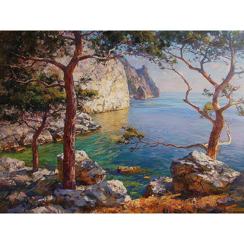 Rocky Coast I Gold Ornate Wood Framed Art Print with Double Matting by Sviridov, Sergei