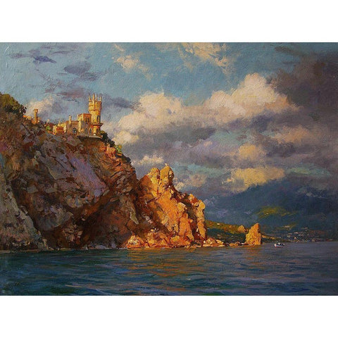 Swallows Nest Black Modern Wood Framed Art Print with Double Matting by Sviridov, Sergei