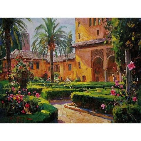 Alhambra in Spain White Modern Wood Framed Art Print by Sviridov, Sergei