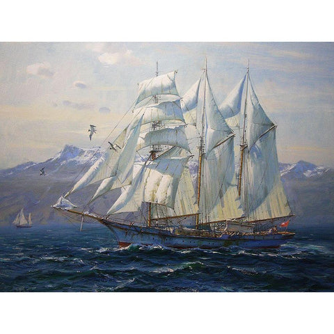 Sailing Boat I White Modern Wood Framed Art Print by Sviridov, Sergei