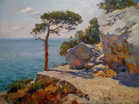 Rocky Coast V Black Ornate Wood Framed Art Print with Double Matting by Sviridov, Sergei