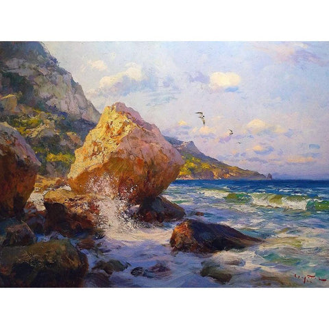 Rocky Coast VI Gold Ornate Wood Framed Art Print with Double Matting by Sviridov, Sergei