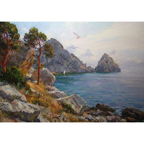 Rocky Coast XIV Black Modern Wood Framed Art Print with Double Matting by Sviridov, Sergei