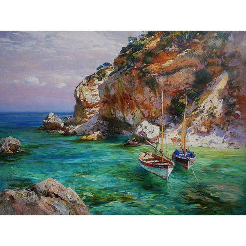 Rocky Coast XV Black Modern Wood Framed Art Print by Sviridov, Sergei