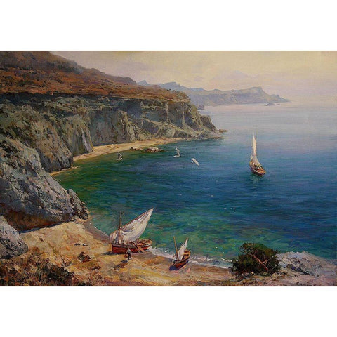 Rocky Coast XVII Black Modern Wood Framed Art Print with Double Matting by Sviridov, Sergei