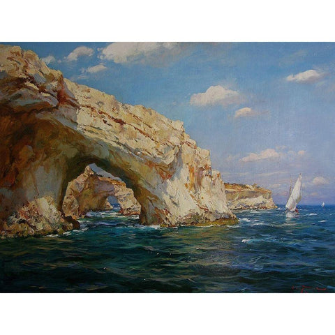 Rocky Coast XVIII White Modern Wood Framed Art Print by Sviridov, Sergei