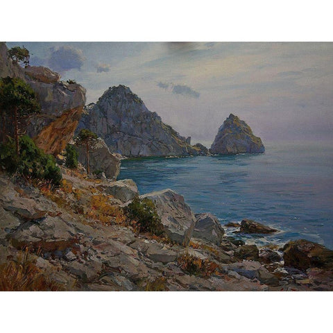 Rocky Coast XIX White Modern Wood Framed Art Print by Sviridov, Sergei