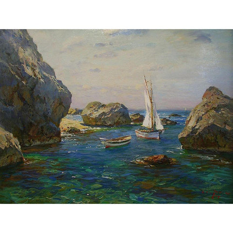 Rocky Coast XX Black Modern Wood Framed Art Print by Sviridov, Sergei