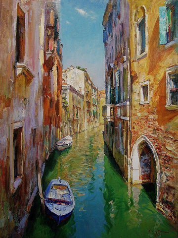 Venice Memories VII White Modern Wood Framed Art Print with Double Matting by Sviridov, Sergei