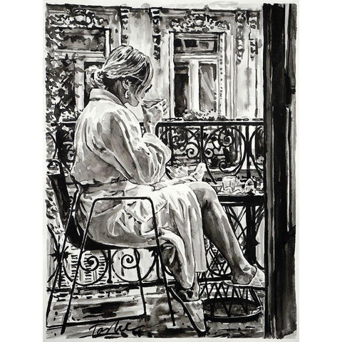 Weekend in Paris Gold Ornate Wood Framed Art Print with Double Matting by Tashe