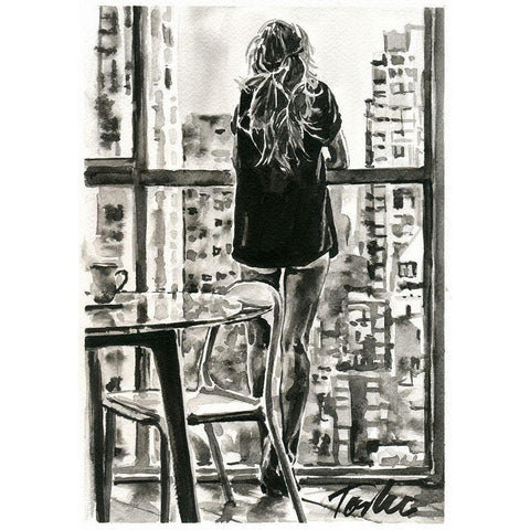 City Life I Black Modern Wood Framed Art Print by Tashe