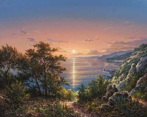 Coast Black Ornate Wood Framed Art Print with Double Matting by Yushkevich, Viktor