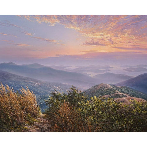 Mountains Black Modern Wood Framed Art Print by Yushkevich, Viktor