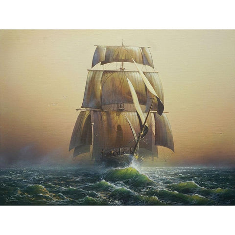 Sail Black Modern Wood Framed Art Print with Double Matting by Yushkevich, Viktor