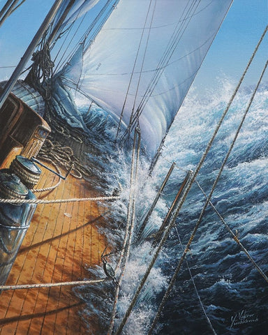 Elemental Power White Modern Wood Framed Art Print with Double Matting by Yushkevich, Viktor