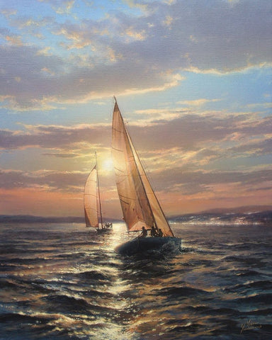 Harmony of the Sea White Modern Wood Framed Art Print with Double Matting by Yushkevich, Viktor