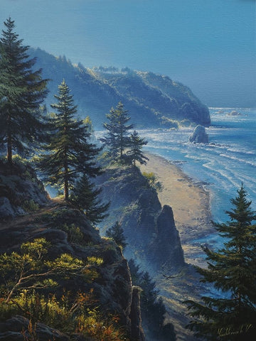 The Bay White Modern Wood Framed Art Print with Double Matting by Yushkevich, Viktor