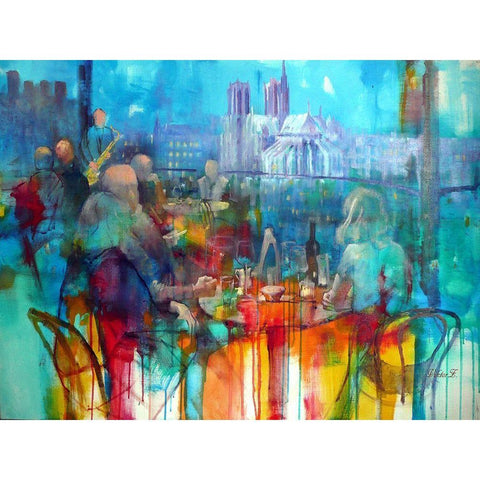 Bonsoir Mademoiselle Paris White Modern Wood Framed Art Print by Zakrynycny, Viktor