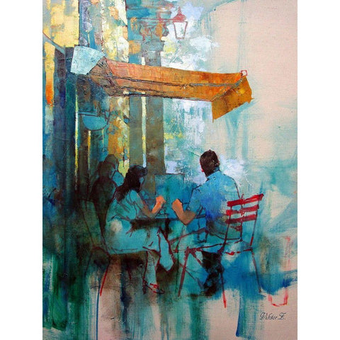 Blue Shaddows Black Modern Wood Framed Art Print with Double Matting by Zakrynycny, Viktor