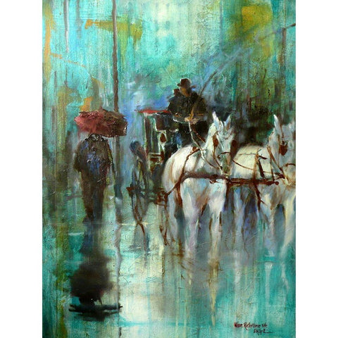 In the Rain in Vienna White Modern Wood Framed Art Print by Zakrynycny, Viktor