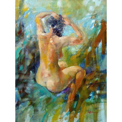 Braiding Hair Black Modern Wood Framed Art Print with Double Matting by Zakrynycny, Viktor