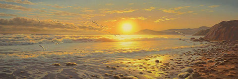 Sunset above the Sea IV White Modern Wood Framed Art Print with Double Matting by Adamov, Alexey