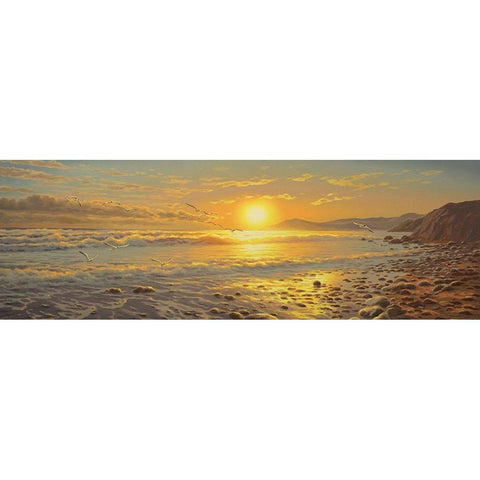 Sunset above the Sea IV Black Modern Wood Framed Art Print with Double Matting by Adamov, Alexey